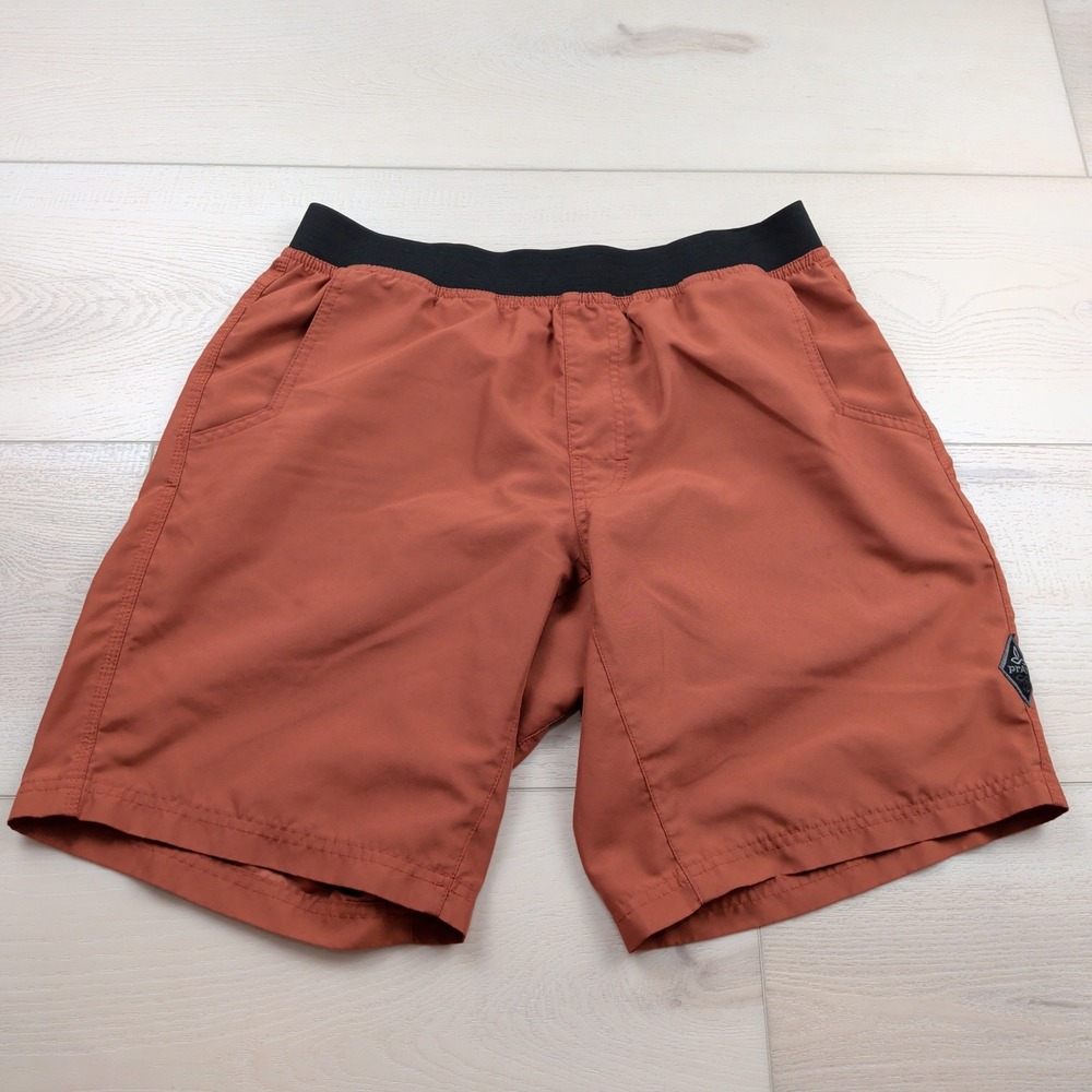 Prana Mojo Shorts Mens Small Rust Orange Gym Activewear Workout